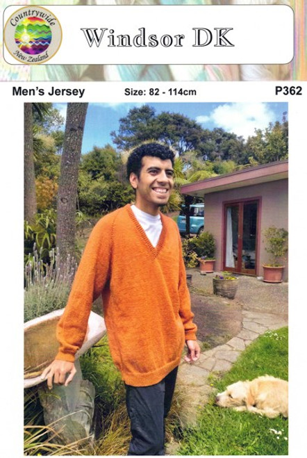 P362 Men's Jersey in 8ply Windsor DK - 7 sizes from 30" to  42"