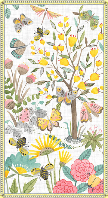 Folk Garden fabric panel by Color Pop Studio for Blank Quilting