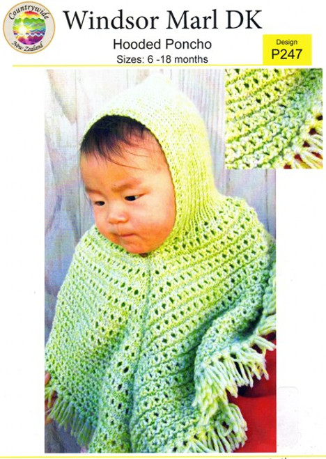 P247 Poncho with hood in Windsor 8ply - 6 to 18 months