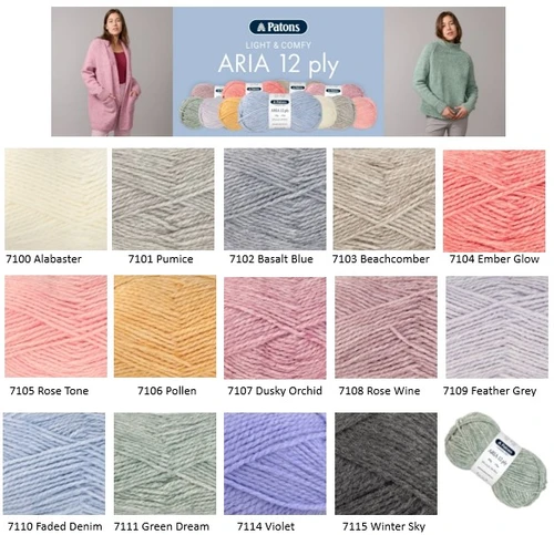 Patons Aria 12ply Wool blend - 100 grams / 170 metres - new colours 2026