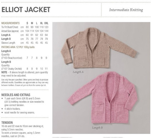 Patons Classical Aria 12ply knitting book - cardi-jacket and jumpers sizes S to XXL cardigans