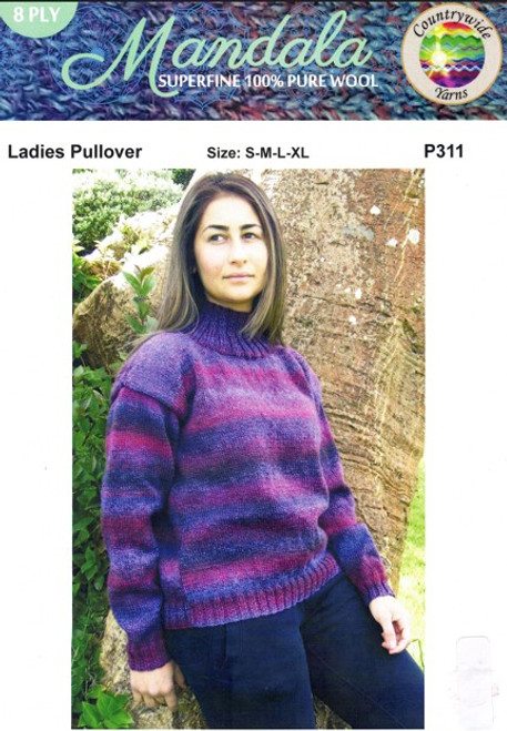 P311 Ladies Pullover in Mandala 8ply wool - sizes S, M, L and  XL