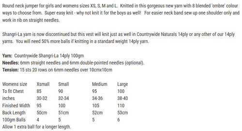 P308 Ladies Pullover in Shangri-La 14ply  - sizes XS, S, M, L