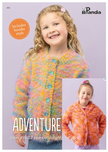 818  Adventure Jacket - Cardigan & Hoodie for 4 to 12 years in Panda Funshine 12ply knitting pattern