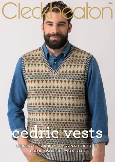 1024 Cedric Fairisle Mens Button Vest & Pullover in Cleckheaton Country Naturals 8 ply - knitting pattern