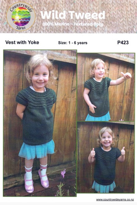 Childs Vest or Tunic with yoke knitting pattern in Wild Tweed 8 ply - sizes 1 to 6 years