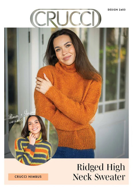 2403 Womens high-neck Sweater knitting pattern in Nimbus 12 ply Mohair - sizes XS to XXL (30" to 46" bust)
