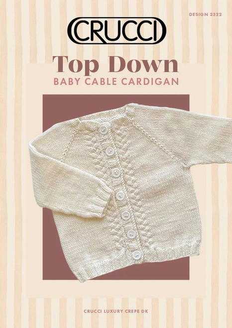2324 Baby Cardigan with Raglan-sleeve shaping knitted top-down in 8ply - sizes 3 to 24 months (16" to 24")