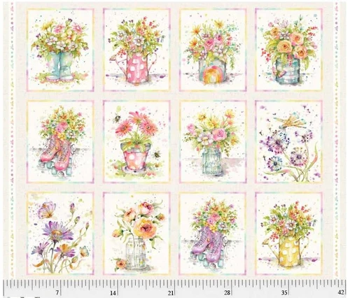 Boots & Blooms- 93cm by 110cm ( 36" x 43") Fabric Panel to make - by Sillier than Sally
