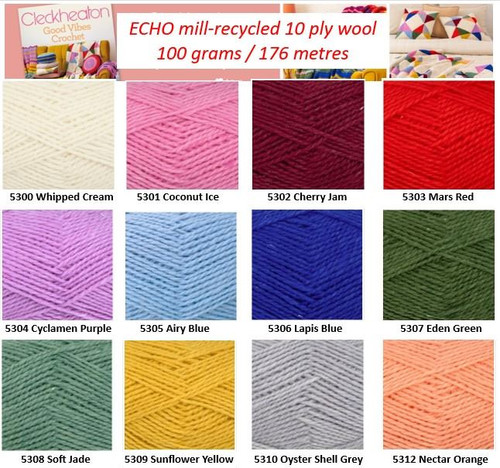 Cleckheaton Echo 10 ply knitting wool - recycled eco-friendly sustainable - 15 colours