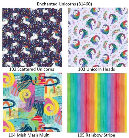 Enchanted Unicorns - coordinating fabrics - by Fiona Clarke