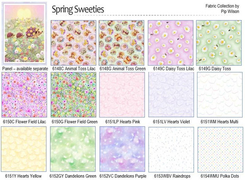 Spring Sweeties baby animals & flowers - Coordinating patchwork Fabrics - by Pip Wilson
