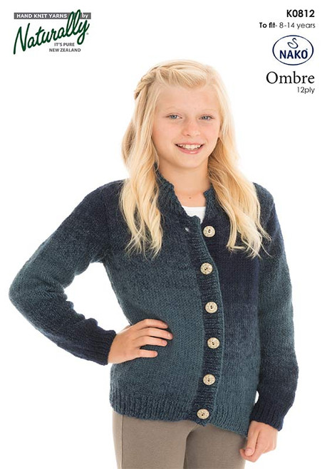 K812 Ombre 12 ply Cardigan 8 to 14 Years