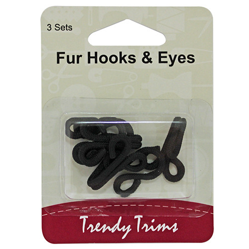 HA402 - Hooks and Eyes - Fur x 3 Sets Size 3, Black