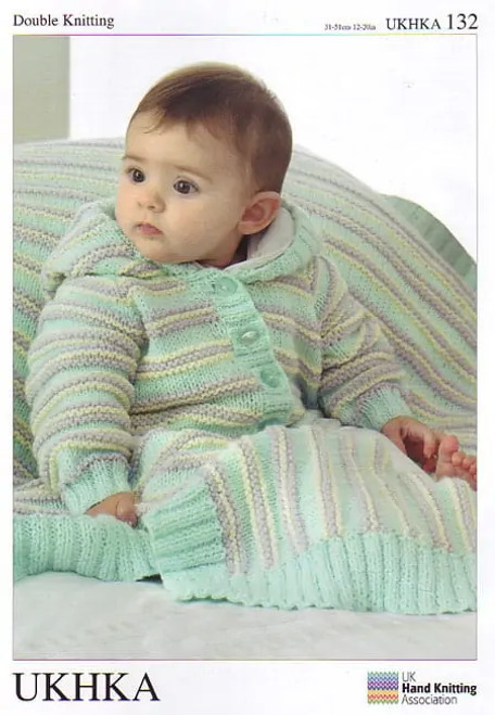 UKHKA-132 Cardi Hoodie and Blanket in 8ply prem to 12 months