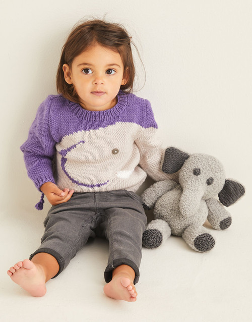 5375 Sirdar Snuggly Elephant Jumper & Toy in 8ply age 0 to 2