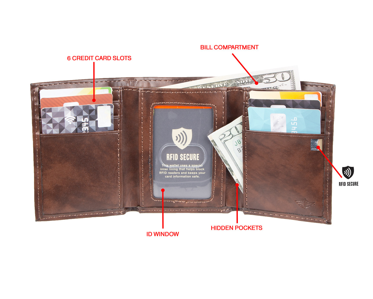 Dockers® Trifold RFID Wallet in brown and black - 31DK110009