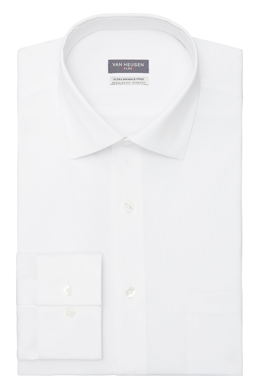 van heusen regular fit dress shirt Van Heusen Slim Fit Ultra Wrinkle Free Stretch FLEX Solid Dress Shirt in  Grey Mist