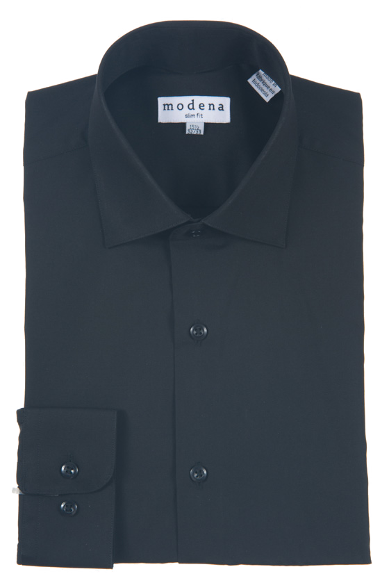 modena slim fit dress shirt Modena Black Slim Fit Sateen Dress Shirt M706TTRX
