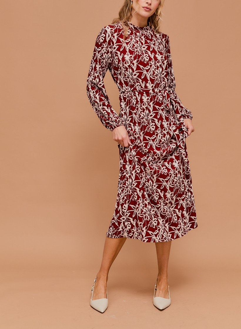 knee length dresses for ladies Show You Off Rose Pink Floral Midi Dress – Shop the Mint main image 1
