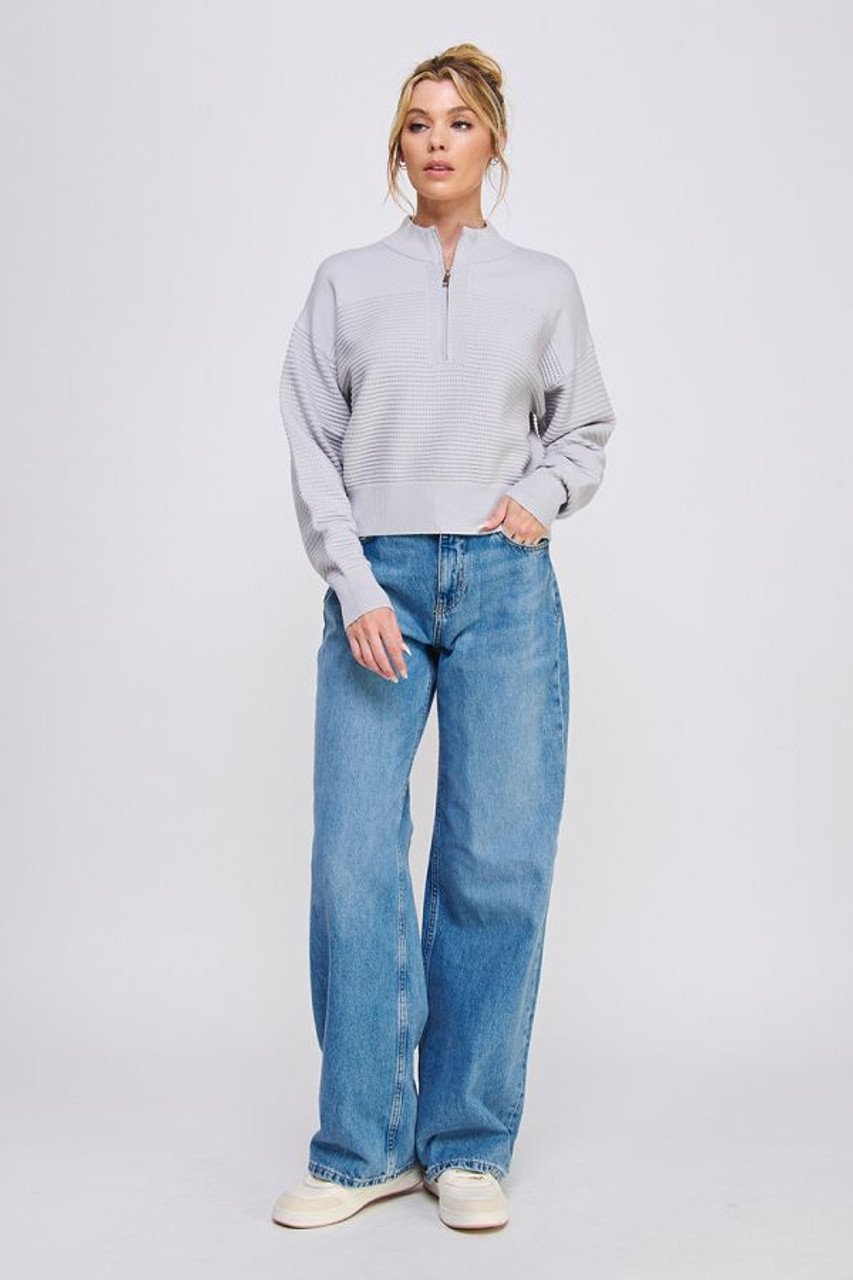 Ladies Allie Rose Dolman Half Zip Textured Pullover - ATS8918