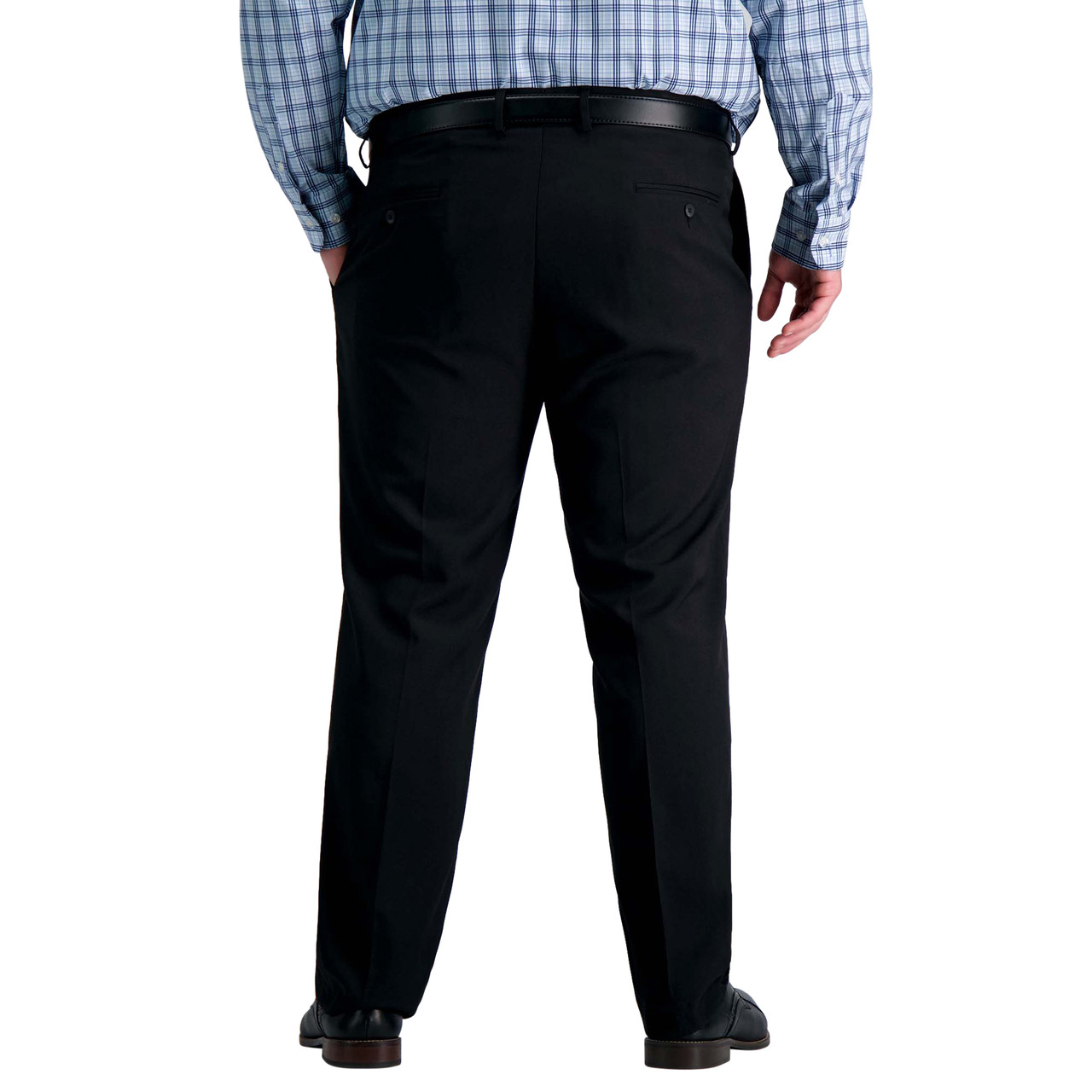 Premium Comfort Tonal Plaid Dress Pants, Flat Front in Taupe | Size: 44 x 29