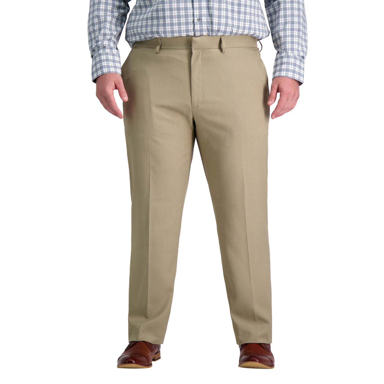 Haggar Men's Big & Tall Premium Comfort Straight Fit Flat Front Pant, Grey, 52 x 30