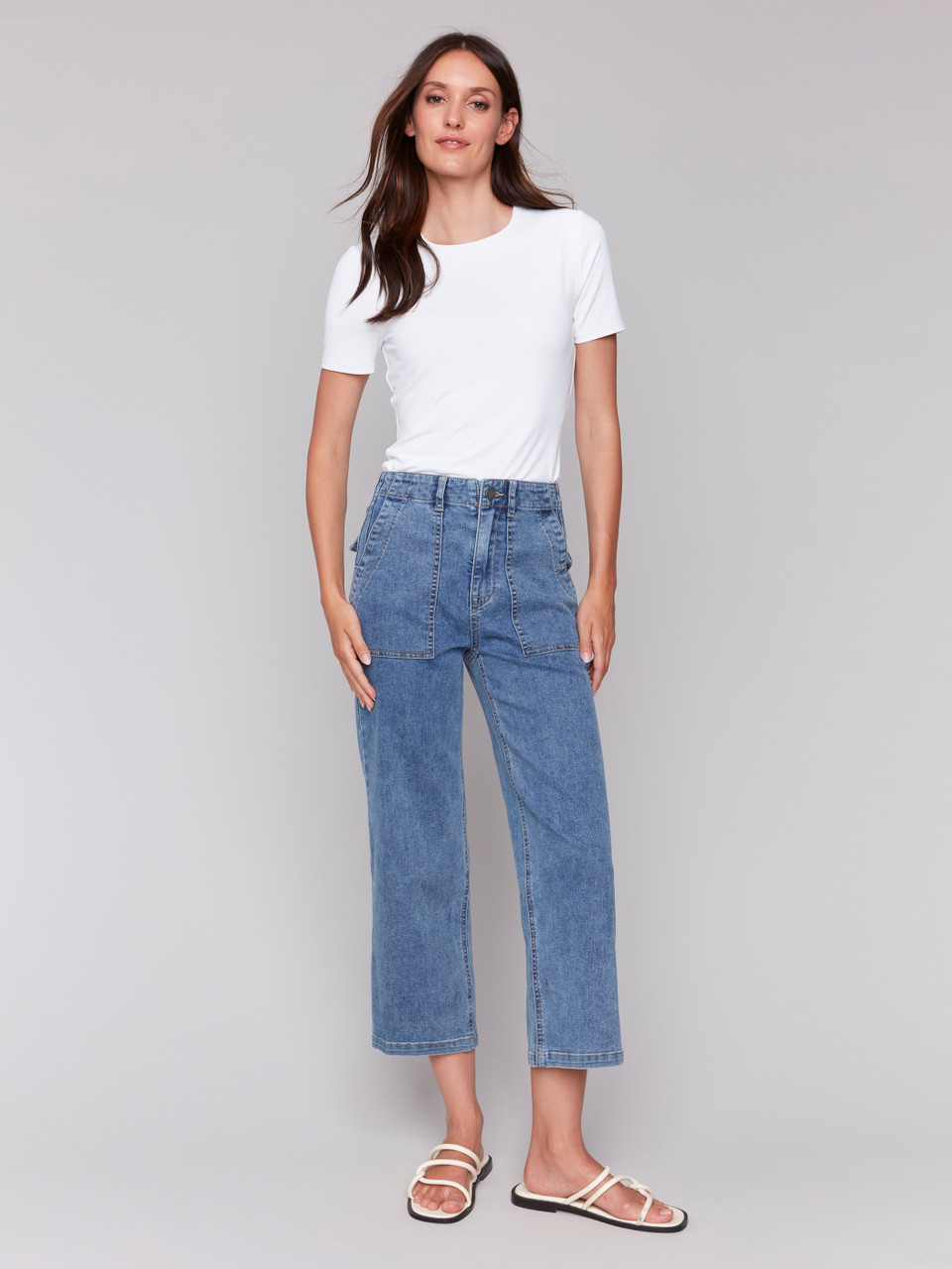 Ladies Charlie B Denim Pork Chop Pockets Pants - C5636-259C