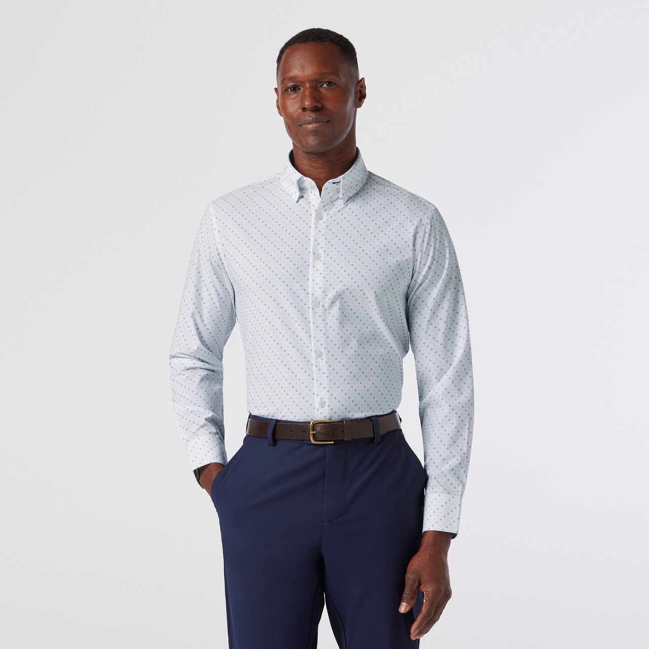 Mizzen+Main Leeward White Dot Geo Dress Shirt White CLASSIC-L Mizzen+Main Leeward White Dot Geo Dress Shirt White CLASSIC-L
