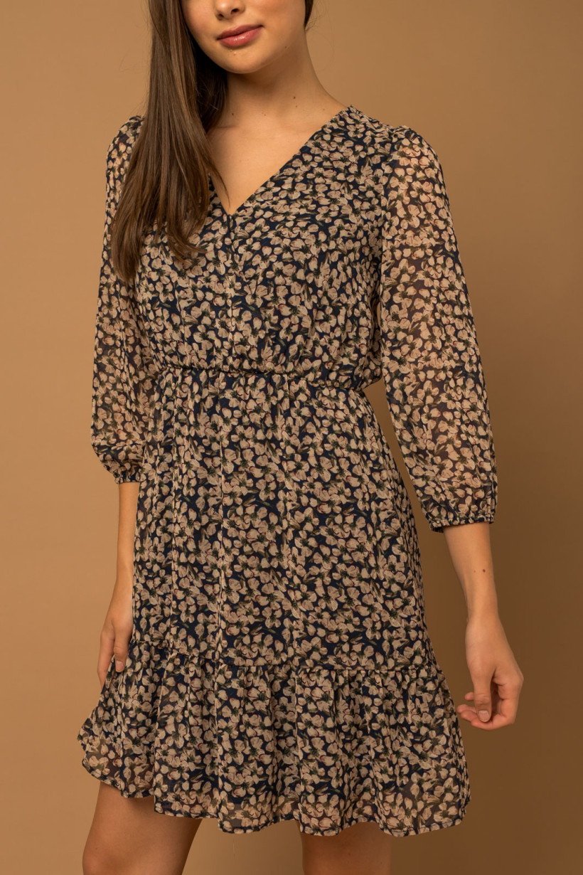 V-Neck Wrap Mini Dress Navy Small