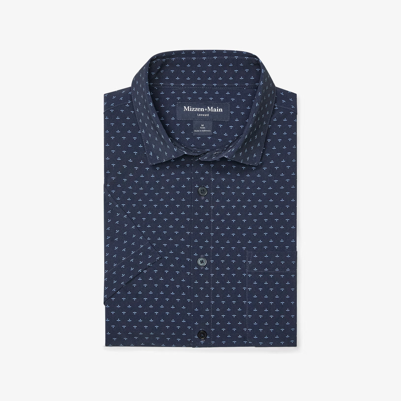 Mizzen+Main Navy Dotted Leaf Leeward Shirt - TBU20-NDL