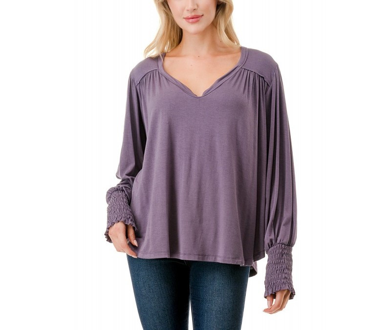 purple smocked top