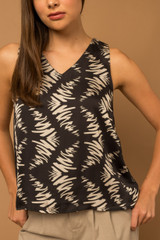 Abstract Print Satin Top