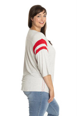 Ohio State Sabrina Striped Sleeve Top