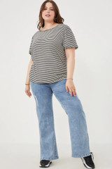 Plus Striped Puff Sleeve Topt