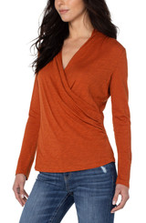 Liverpool Wrap Front Slub Knit Top