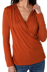 Liverpool Wrap Front Slub Knit Top