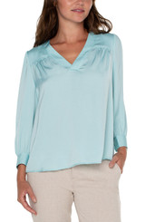 Liverpool V-neck Popover Woven Blouse