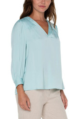 Liverpool V-neck Popover Woven Blouse