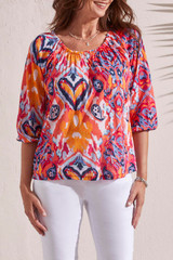 Tribal 3/4 Sleeve Peasant Top