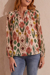 Tribal Flowy Swiss Dot Blouse