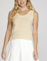 She + Sky Sleeveless Textured Sweater Top