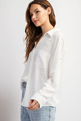 EE:Some Frayed Star Patch Blouse