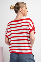 EE:Some Striped Button Shoulder Top