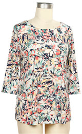 N Touch Plus 3/4 Sleeve Floral Print Top - 430C