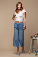 Drawstring Wide Leg Pants