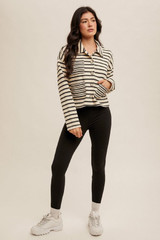 Hem & Thread Rib Stripe Crop Shacket