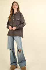 New In Plus Collared Button Down Henley