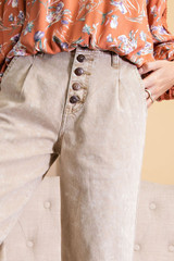 Washed Wide Leg Twill Pants