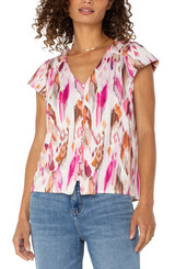 Liverpool Flutter Sleeve Button Front Top